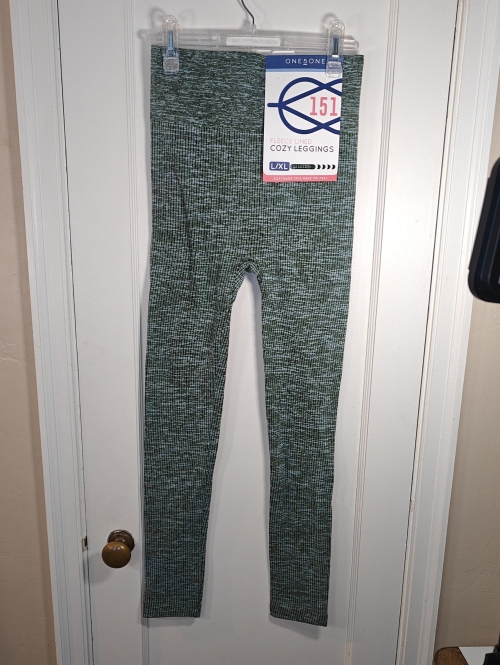 one 5 one Fleece-Lined Cozy Leggings - Green Heather